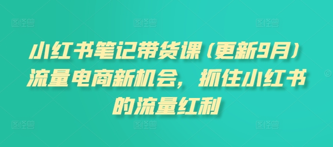 小红书笔记带货课(更新25年4月)流量电商新机会，抓住小红书的流量红利-爱找项目网
