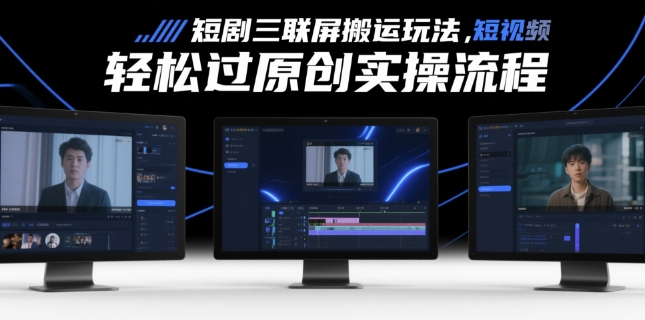 短剧三联屏搬运玩法，短剧搬运轻松过原创实操流程-爱找项目网