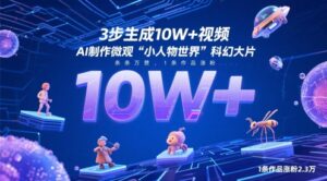3步生成10W+视频，AI制作微观“小人物世界”科幻大片，条条万赞，1条作品涨粉2.3W-爱找项目网