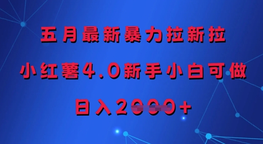 五月最新暴力拉新拉，小红薯4.0新手小白可做，日入多张-爱找项目网