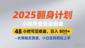 2025翻身计划小程序全自动掘金，48小时可见收益，日入多张+，长期稳定靠谱，小白宝妈轻松上手【揭秘】-爱找项目网