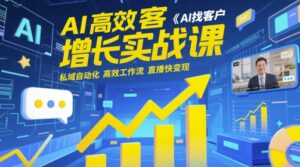 AI高效获客增长实战课，​AI找客户 私域自动化 高效工作流 直播快变现-爱找项目网