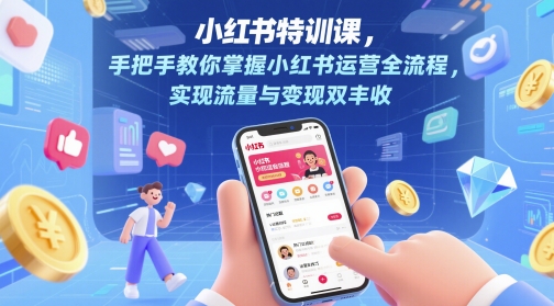 小红书特训课，手把手教你掌握小红书运营全流程，实现流量与变现双丰收-爱找项目网