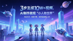 三步生成10W+视频，AI制作微观“小人物世界”科幻大片，条条万赞，1条作品涨粉2.3万-爱找项目网