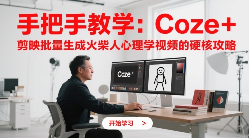 手把手教学：Coze + 剪映批量生成火柴人心理学视频的硬核攻略-爱找项目网