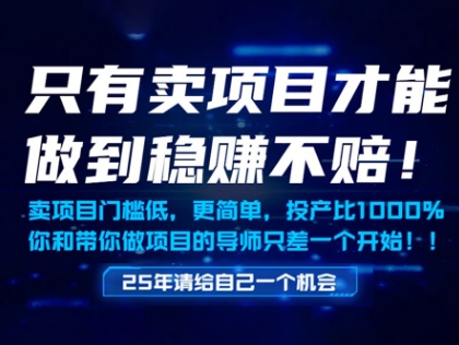 只有卖项目才能做到稳挣不赔，门槛低，更简单，你也可以年入百个W【揭秘】-爱找项目网