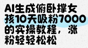 AI生成俯卧撑女孩，10天吸粉7000的实操教程，涨粉轻轻松松-爱找项目网