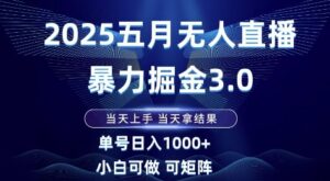 2025五月无人直播暴力掘金3.0，当天上手，当天拿结果，单号日入1k+小白可做可矩阵【揭秘】-爱找项目网