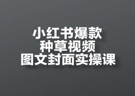 小红书爆款种草视频图文封面实操课，​开店、选品、引流、变现全流程-爱找项目网