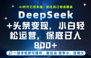 DeepSeek+头条变现，保姆级教学，小白轻松上手，日入8张+【揭秘】-爱找项目网