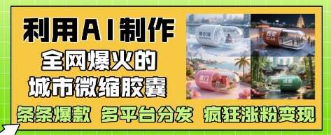 利用AI制作全网爆火的城市微缩胶囊，条条爆款， 多平台分发，疯狂涨粉变现-爱找项目网