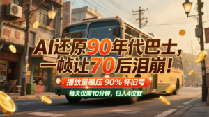 AI还原90年代巴士，一帧让70后泪崩！播放量碾压90%怀旧号，每天10分钟，日入4位数-爱找项目网