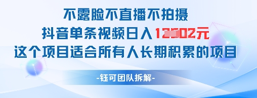 不露脸不直播不拍摄抖音单条视频日入1k+这个项目适合所有人长期积累的项目-爱找项目网