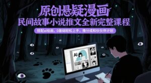 原创悬疑漫画民间故事小说推文全新完整课程， 搭配ai绘画，0基础轻松上手，撸分成和伙伴计划-爱找项目网