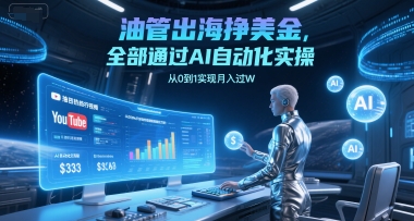 油管出海挣美金，全部通过AI自动化实操，从0到1实现月入过W-爱找项目网