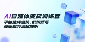 AI自媒体变现训练营，平台选择避坑，低粉账号高变现方法全解析-爱找项目网
