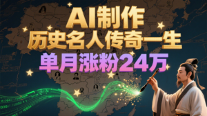 暴力起号！用AI制作历史名人传奇一生，单月涨粉24万，涨粉+变现赛道黑马来了-爱找项目网