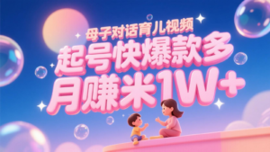 AI生成母子对话育儿类视频，起号快爆款多，小白宝妈轻松学，多渠道变现，月赚米1W+-爱找项目网