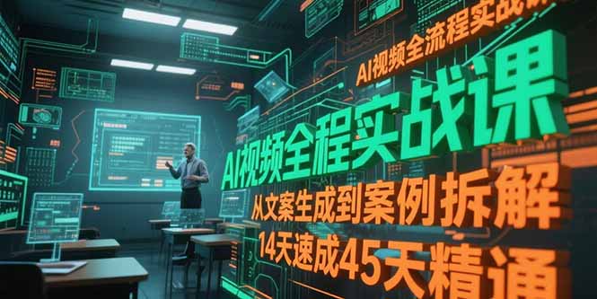 AI视频全流程实战课，从文案生成到案例拆解，14天速成45天精通-爱找项目网
