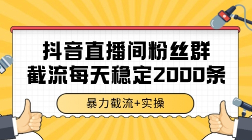 抖音直播间粉丝群暴力截流，一台电脑每天稳定2000条数据【揭秘】-爱找项目网