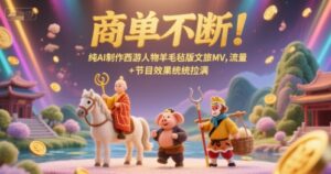 商单不断！纯AI制作西游人物羊毛毡版文旅MV，流量+节目效果统统拉满-爱找项目网