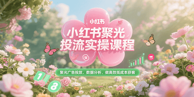 小红书聚光投流实操课程，聚光广告投放、数据分析、做高效低成本获客-爱找项目网