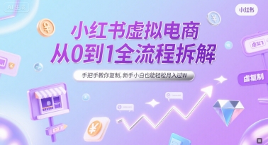 小红书虚拟电商从0到1全流程拆解，手把手教你复制，新手小白也能轻松月入过W-爱找项目网