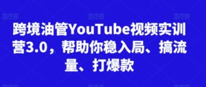 跨境油管YouTube视频实训营3.0，帮助你稳入局、搞流量、打爆款(更新2025)-爱找项目网