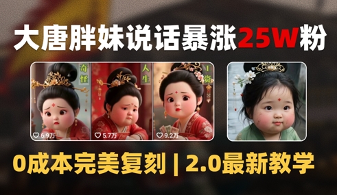 AI大唐胖贵妃说话2.0，40条视频暴涨40w粉，附独家变现攻略-爱找项目网
