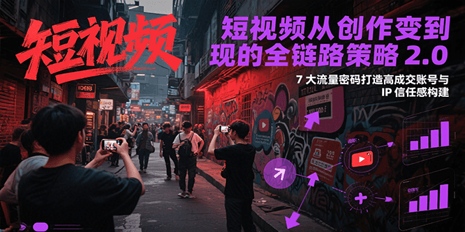 短视频从创作到变现的全链路策略2.0，7大流量密码构建IP信任感打造高成交账号-爱找项目网