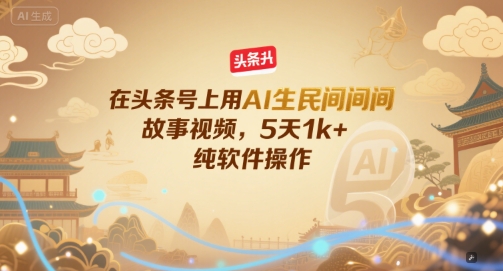 在头条号上用AI生民间故事视频，5天1k+，纯软件操作-爱找项目网
