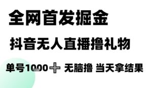 全网首发掘金抖音无人直播撸礼物，单号1k +无脑撸，当天拿结果【揭秘】-爱找项目网