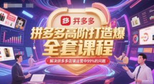 拼多多高阶打造爆款全套课程，解决拼多多店铺运营中99%的问题-爱找项目网