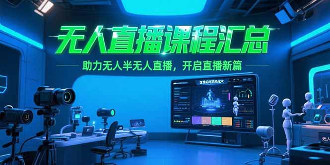 无人直播课程汇总，含非实时防风技术，助力无人半无人直播，开启直播新篇-爱找项目网