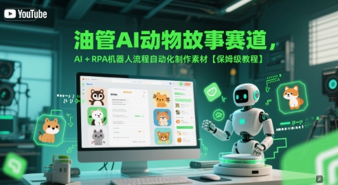 油管AI动物故事赛道，AI+RPA机器人流程自动化制作素材【保姆级教程】-爱找项目网