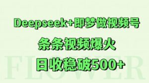 Deepseek+即梦做视频号，条条视频爆火，日收稳破500+-爱找项目网