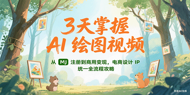 3天掌握AI绘图视频，从MJ 注册到商用变现，电商设计IP统一全流程攻略-爱找项目网