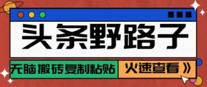 头条野路子玩法之相亲赛道，无脑搬砖复制粘贴，单账号日稳定300+保姆级教程-爱找项目网