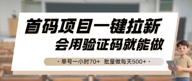 首码项目一键拉新，会用验证码就能做 单号一小时70+，批量做每天5张【揭秘】-爱找项目网