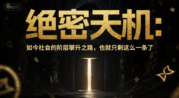 付费文章：绝密天机：如今社会的阶层攀升之路，也就只剩这么一条了-爱找项目网