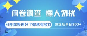 问卷调查，懒人勿扰，问卷都整理好了单价不等，做就有收益，熟练后单日3张【揭秘】-爱找项目网