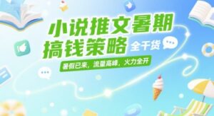 小说推文暑期搞钱策略，全干货，暑假已来，流量高峰，火力全开-爱找项目网