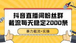 抖音直播间粉丝群截流，稳定采集数据全行业通用 2000+数据一天-爱找项目网