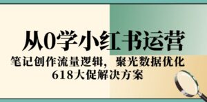 从0学小红书运营，笔记创作流量逻辑，聚光数据优化，618大促解决方案-爱找项目网