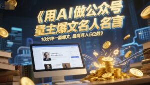 用AI做公众号流量主爆文名人名言，10分钟一篇爆文，最高月入5位数-爱找项目网