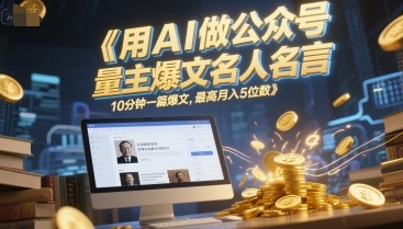 用AI做公众号流量主爆文名人名言，10分钟一篇爆文，最高月入5位数-爱找项目网