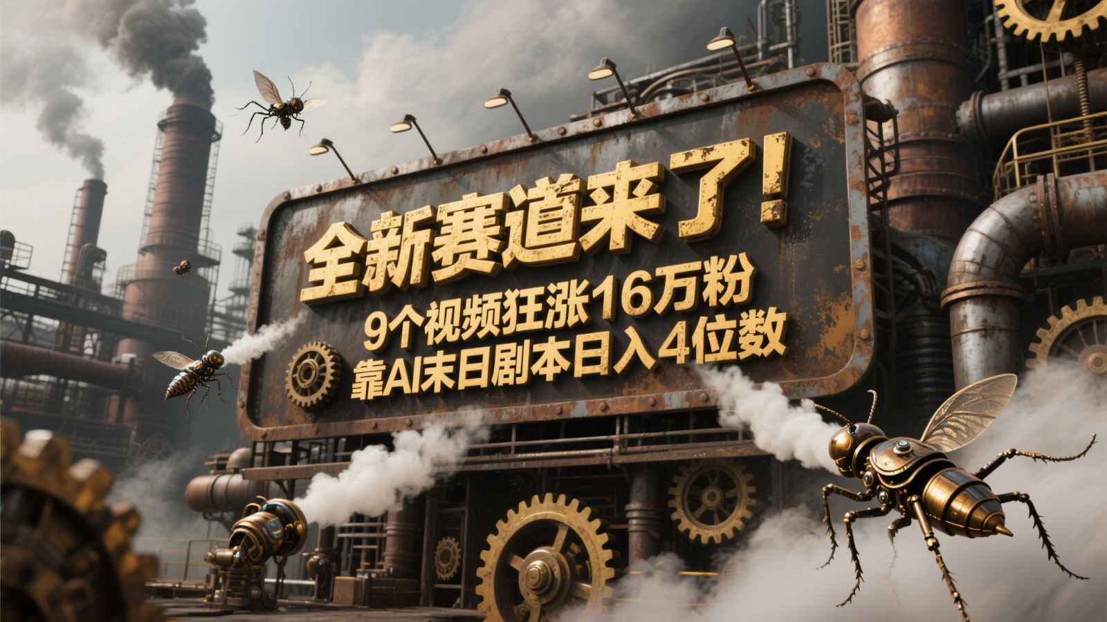全新赛道来了！9个视频狂涨16万粉，靠AI末日剧本日入4位数，评论区爆肝追更！-爱找项目网