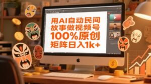 用AI自动民间故事做视频号，100%原创，矩阵日入1k+-爱找项目网
