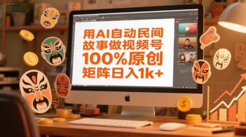 用AI自动民间故事做视频号，100%原创，矩阵日入1k+-爱找项目网