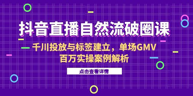 抖音直播自然流破圈课-6月，千川投放与标签建立，单场GMV百万实操案例解析-爱找项目网